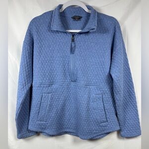 Eddie Bauer Blue Quilted Half Zip W/Pockets M